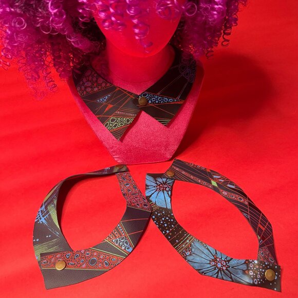 Upcycled Cactus Leather Collar – Hand-Painted, Unique Statement Accessory - Picture 12 of 14